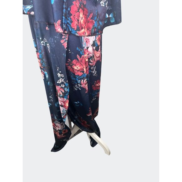 Koh Koh Womens Floral High Neck Maxi Dress Sleeveless Dark Blue Multi-Color 2XL - Picture 14 of 16